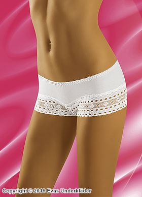 Boyshort-truse, bomull, openwork blonder